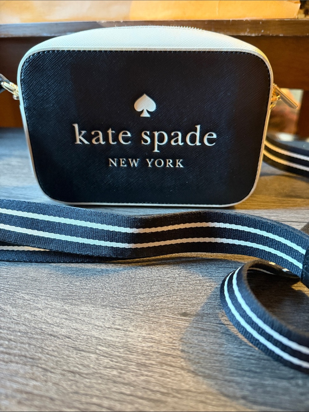 kate spade Black and White Logo Crossbody Camera Bag